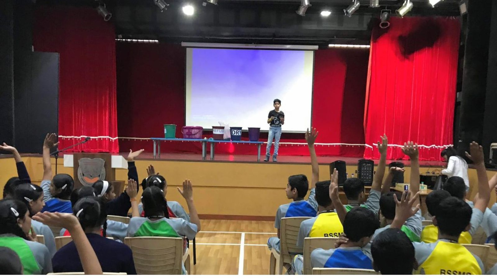 Jahaan training students on waste segregation