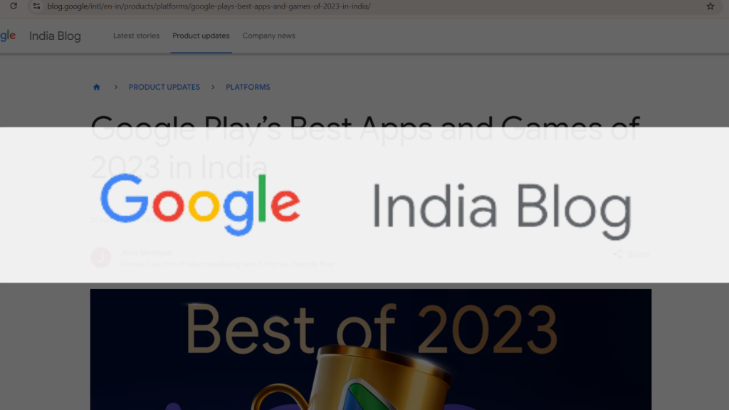 Google India blog Earth5R Award Best App 2023