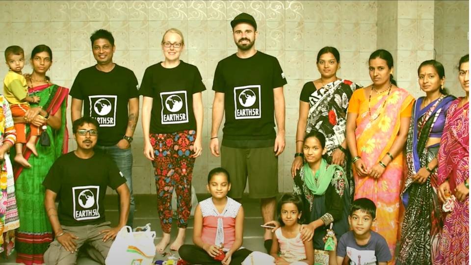 Community engagement session with rural farmers and Earth5R team discussing organic farming practices and renewable energy adoption