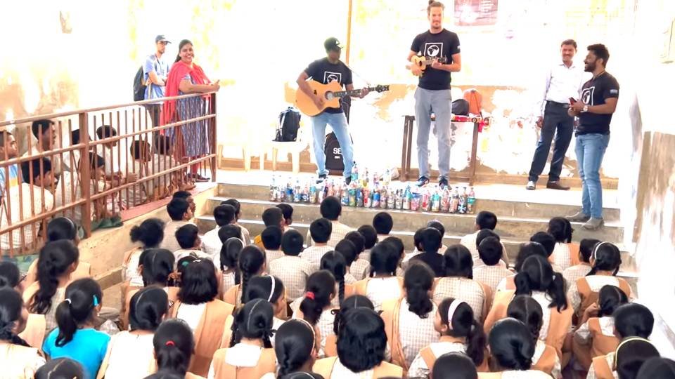 Community volunteers at plastic collection drive