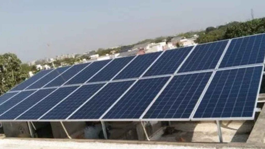 Solar panels on the roofs of the area