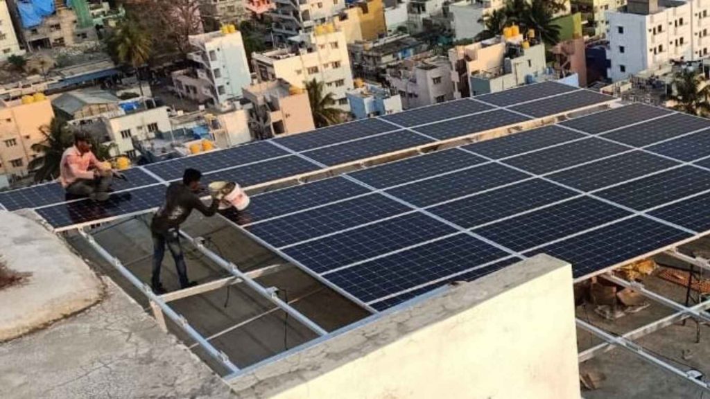 Solar panels on roof