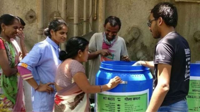 Residents participate in a hands on session to learn composting of organic waste