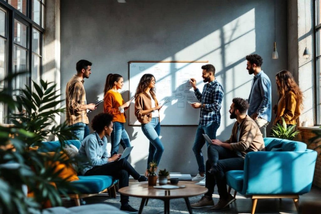 Diverse team brainstorms sustainability and waste management solutions for Earth5R NGO in Mumbai.