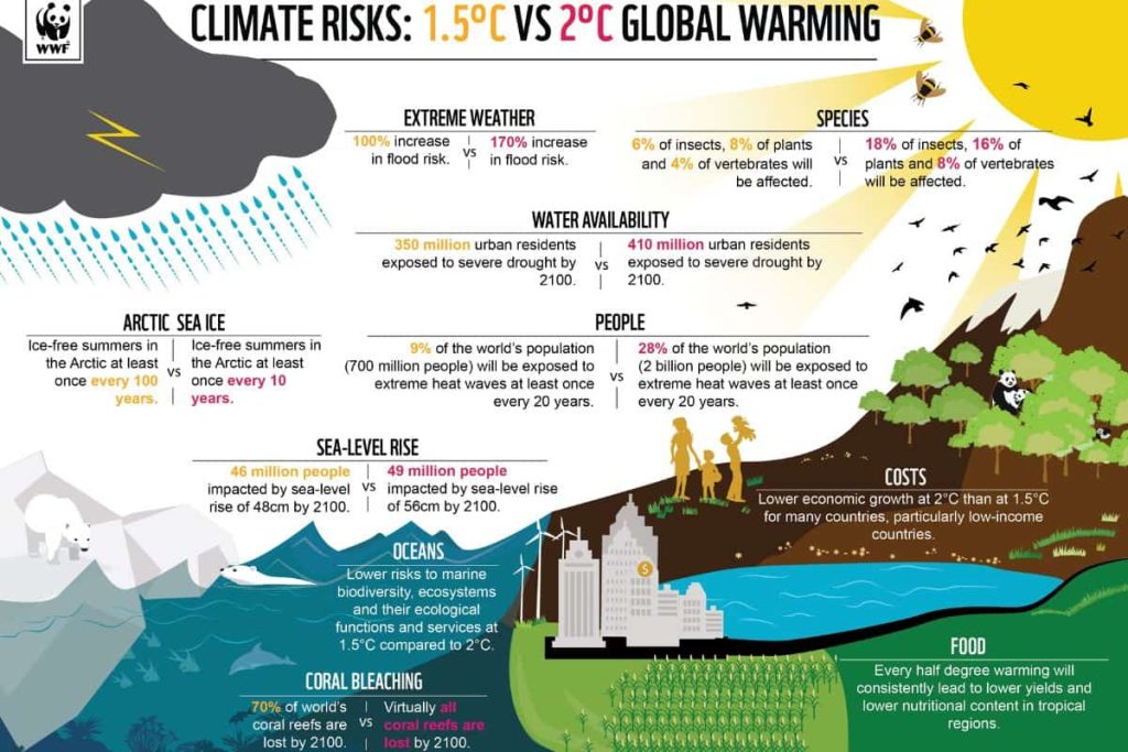 A WWF infographic detailing climate risks, providing crucial data for the work of Earth5R.