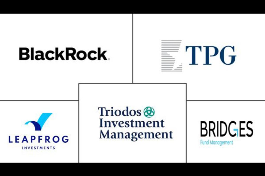 Logos of major global investment firms — BlackRock, TPG, Triodos, LeapFrog, and Bridges Fund Management — representing leading players in green finance and impact investing that align with Earth5R’s Sustainability, Waste Management, ESG, and CSR objectives as a Mumbai-based NGO.