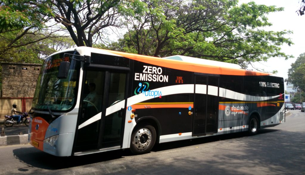 100% electric zero-emission bus in India, representing sustainable public transport, ESG-led clean mobility, and Earth5R’s urban climate action goals