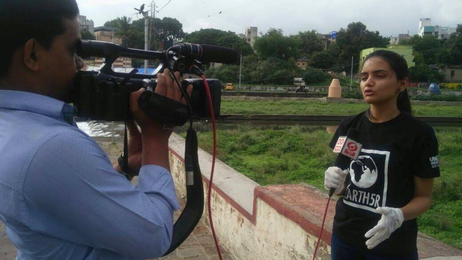 Earth5R volunteer Sonam Sengar interviewed on national television about river cleaning model