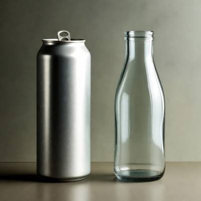 Recycled aluminium can and lightweighted glass bottle formats for premium and beverage packaging