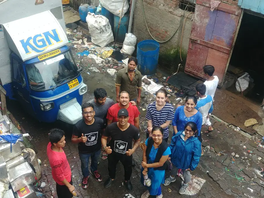 Earth5R volunteers at an informal plastic recycling unit in Mumbai, small recyclers in the Indian value chain and circular economy