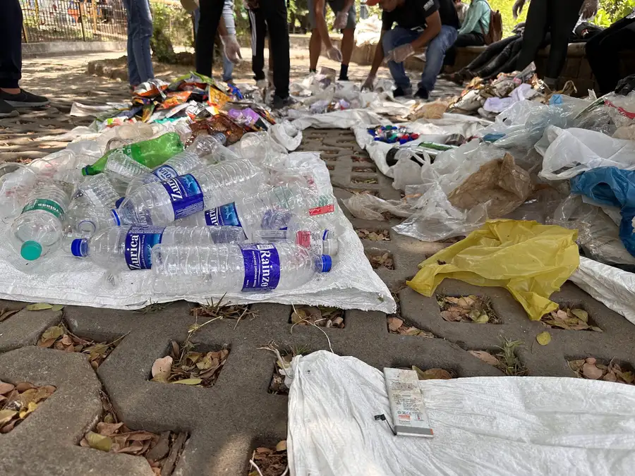 Plastic bottles and wrappers from the Powai Lake cleanup sorted and ready for recycling, Earth5R CSR programme in Mumbai