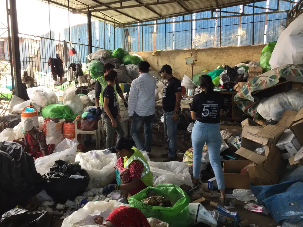 Earth5R team on a site visit to a material recovery facility handling mixed dry waste in Mumbai