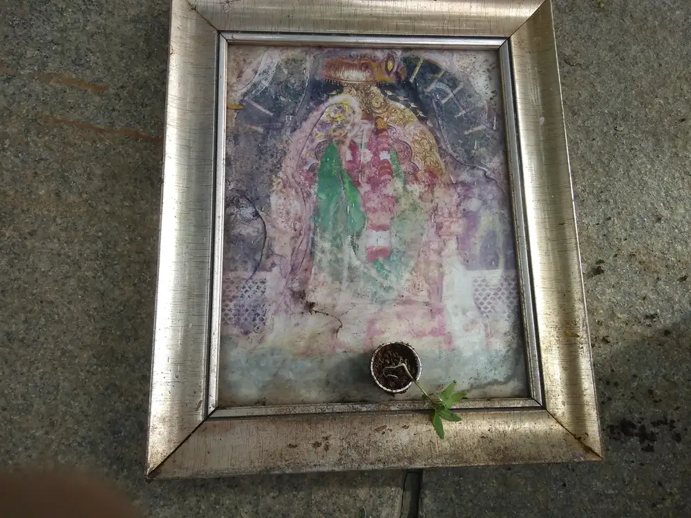 Framed religious picture, left as a ritual offering, recovered from Powai Lake in Mumbai during an Earth5R cleanup