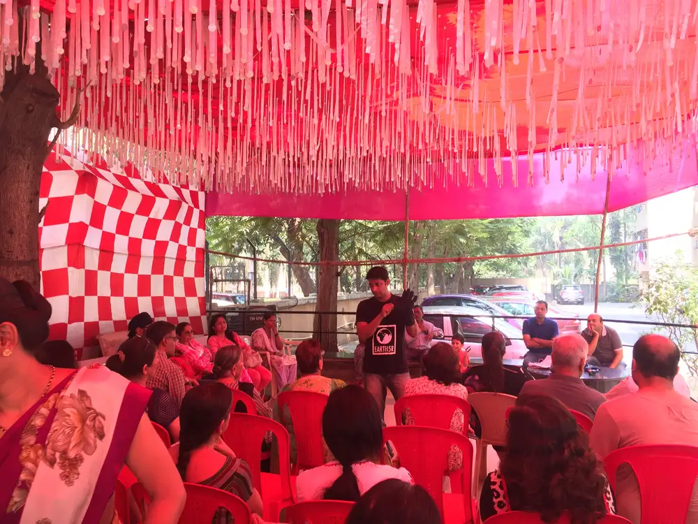Housing society residents attending an Earth5R waste segregation training in Powai, Mumbai
