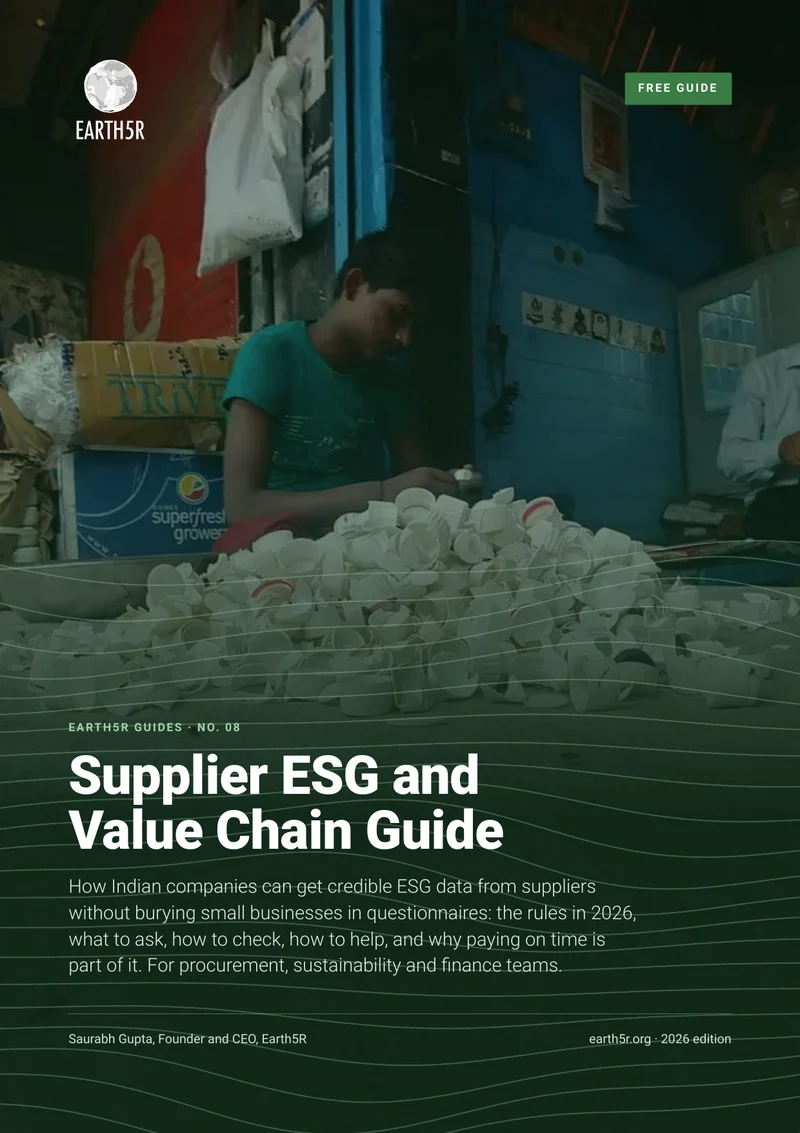Cover of the free Earth5R Supplier ESG and Value Chain Guide