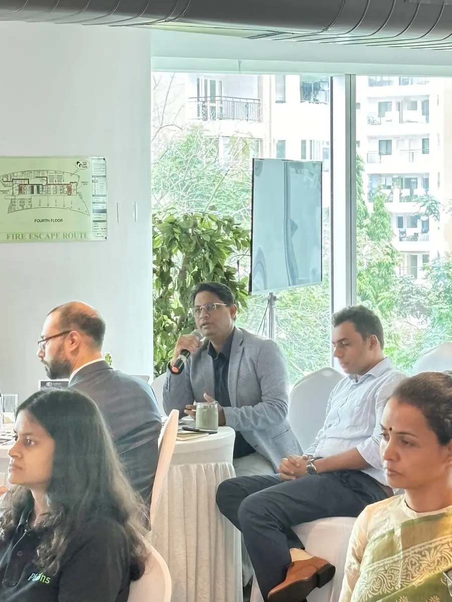 Saurabh Gupta presenting an Earth5R climate project at the UNFCCC Global Innovation Hub workshop in Bengaluru, climate readiness and ESG intelligence for India