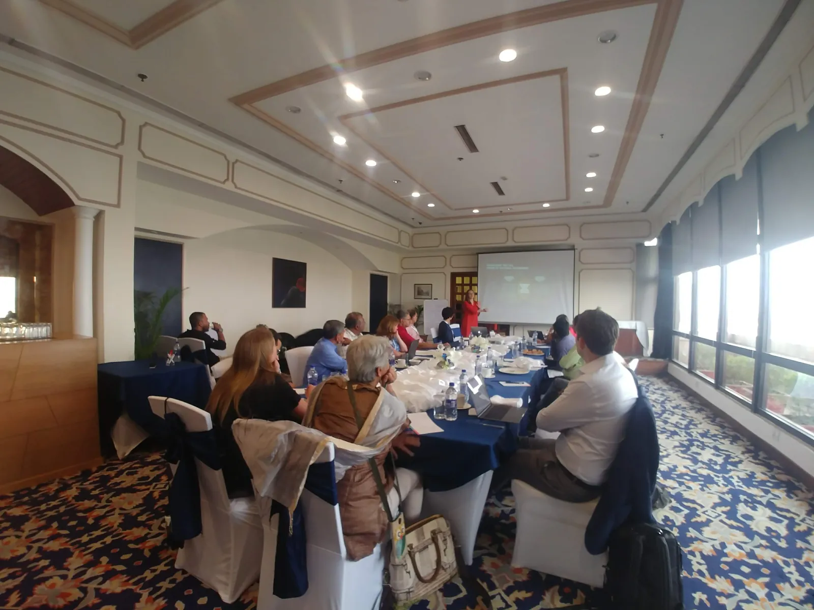 High school human resources internship field work. Participants at an Earth5R sustainability training session in a hotel hall